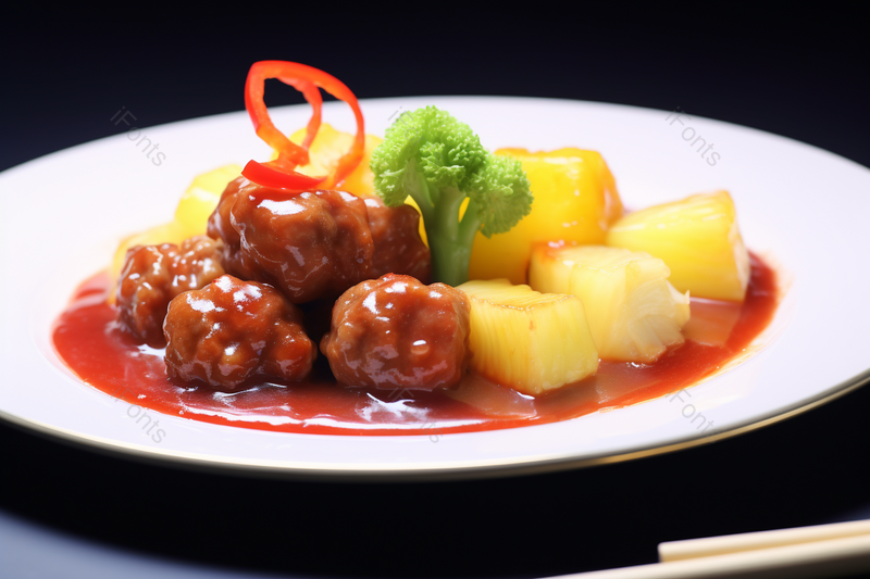 酸甜爽口的港式菠萝咕咾肉,高清,摄影图,摄影图片,图片大全,摄影图免费下载